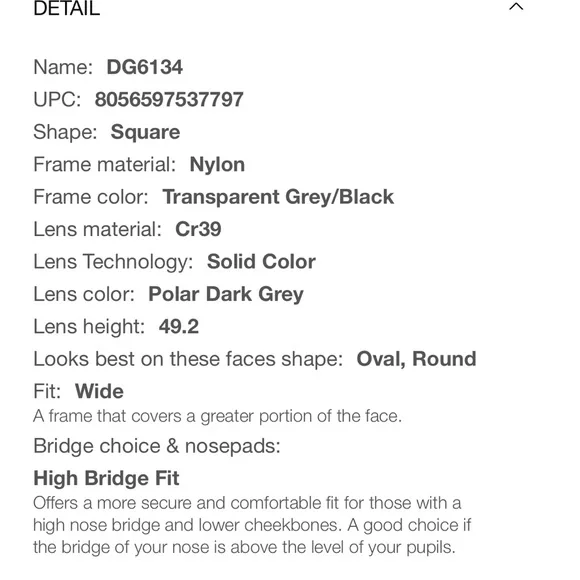 NWOT✨DOLCE&GABBANA✨ Black square polarized sunglasses w/dark grey lenses DG6134 - Picture 6 of 6